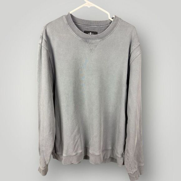 7 For All Mankind Tops - 7 FOR ALL MANKIND Grey 100% Cotton Crewneck Pullover Sweatshirt | XL